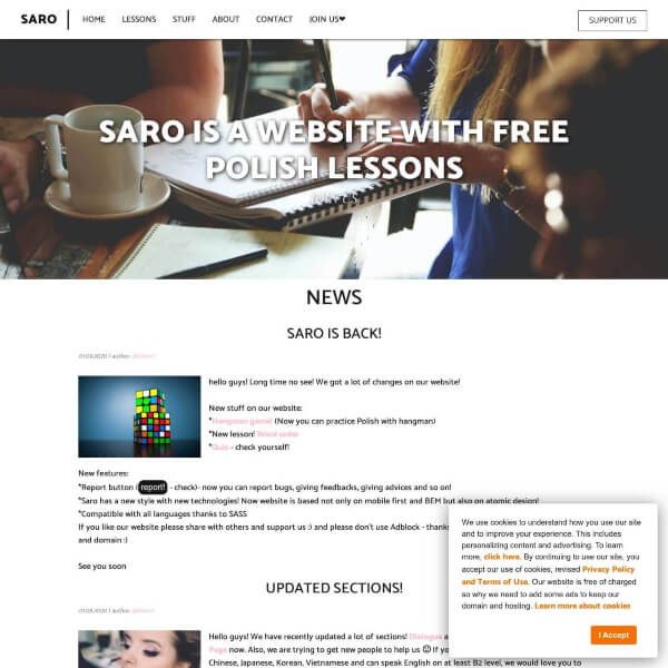 Saro.website - Website for people studying Polish